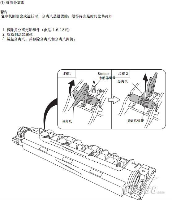 震旦ad-158复印机 拆除分离爪